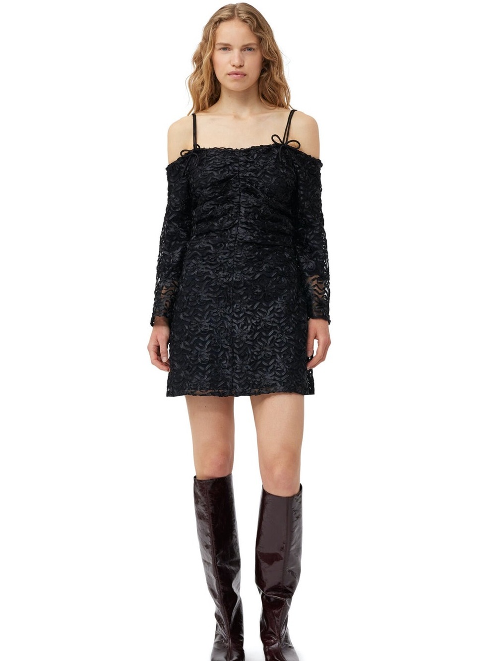NWT Ganni Ribbon Tulle Mini Dress